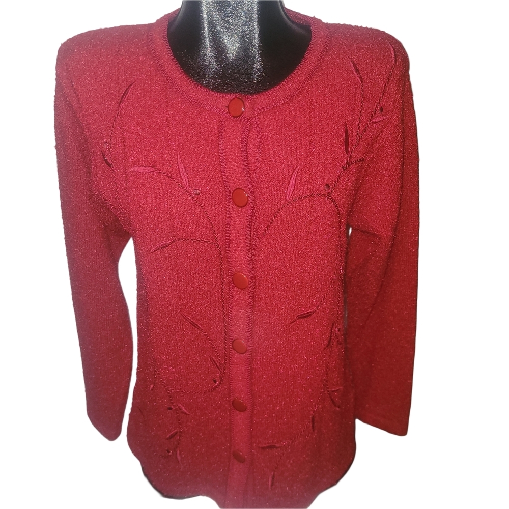 Vintage 90's Button-Front Embroidered Cardigan Sweater Size S